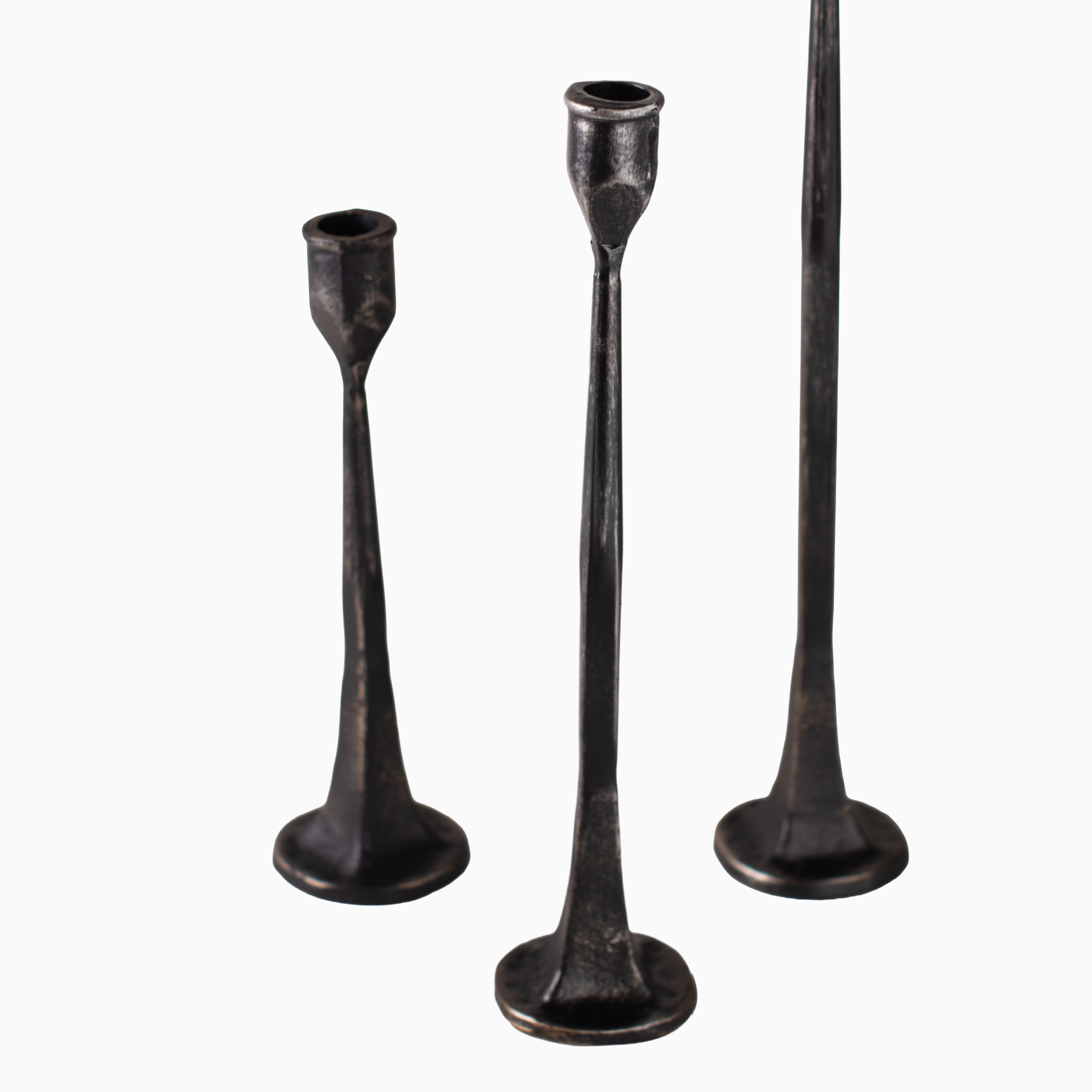 Hand-Forged Iron Taper Holders(Set of 3)