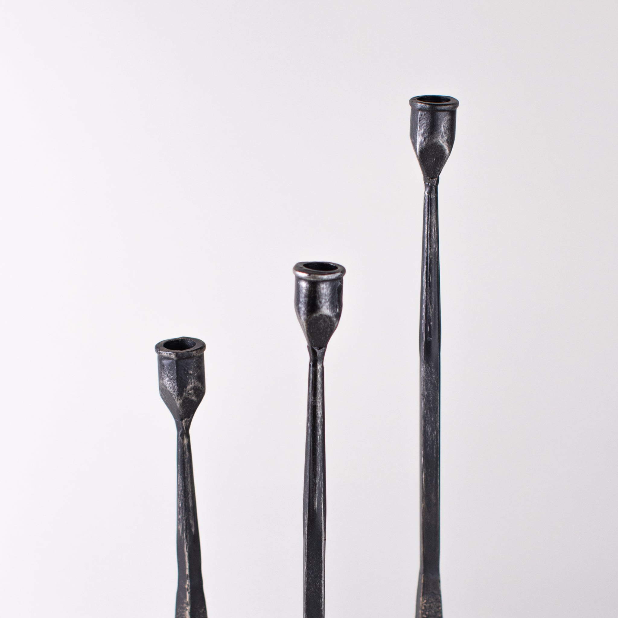 Hand-Forged Iron Taper Holders(Set of 3)