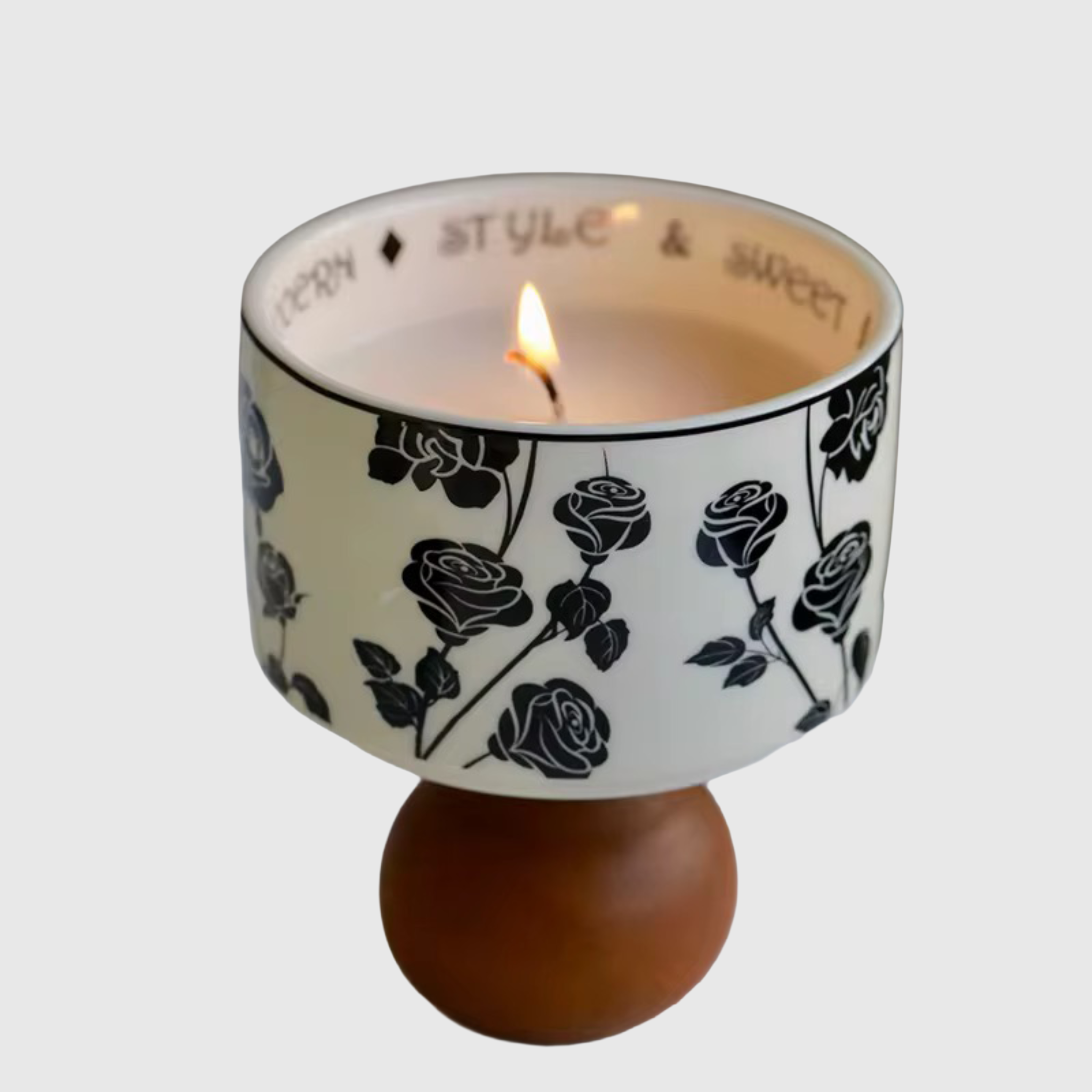 Noir Bloom Ceramic Candle Vessel