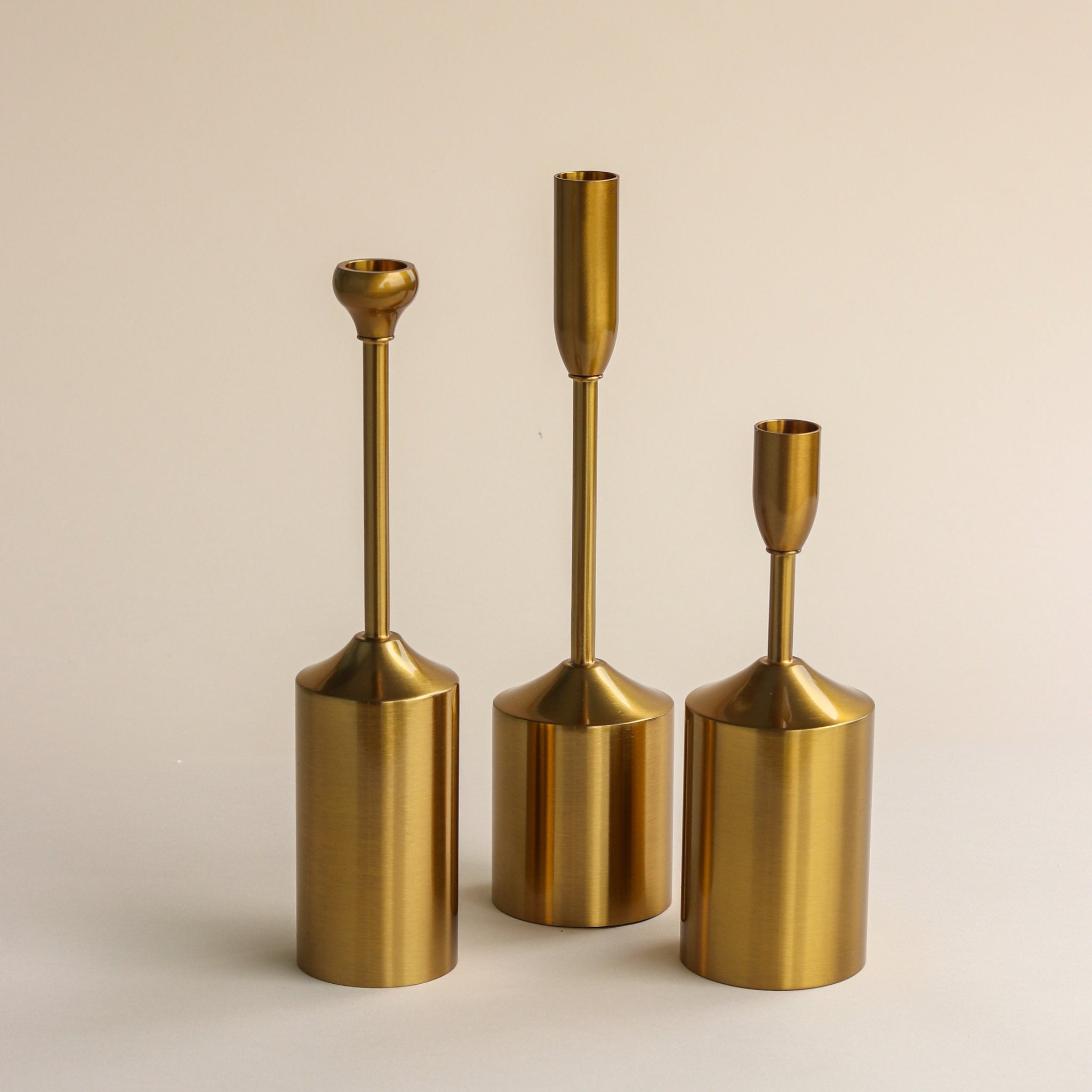 Brushed Brass Candle Holder Set(Set of 3)