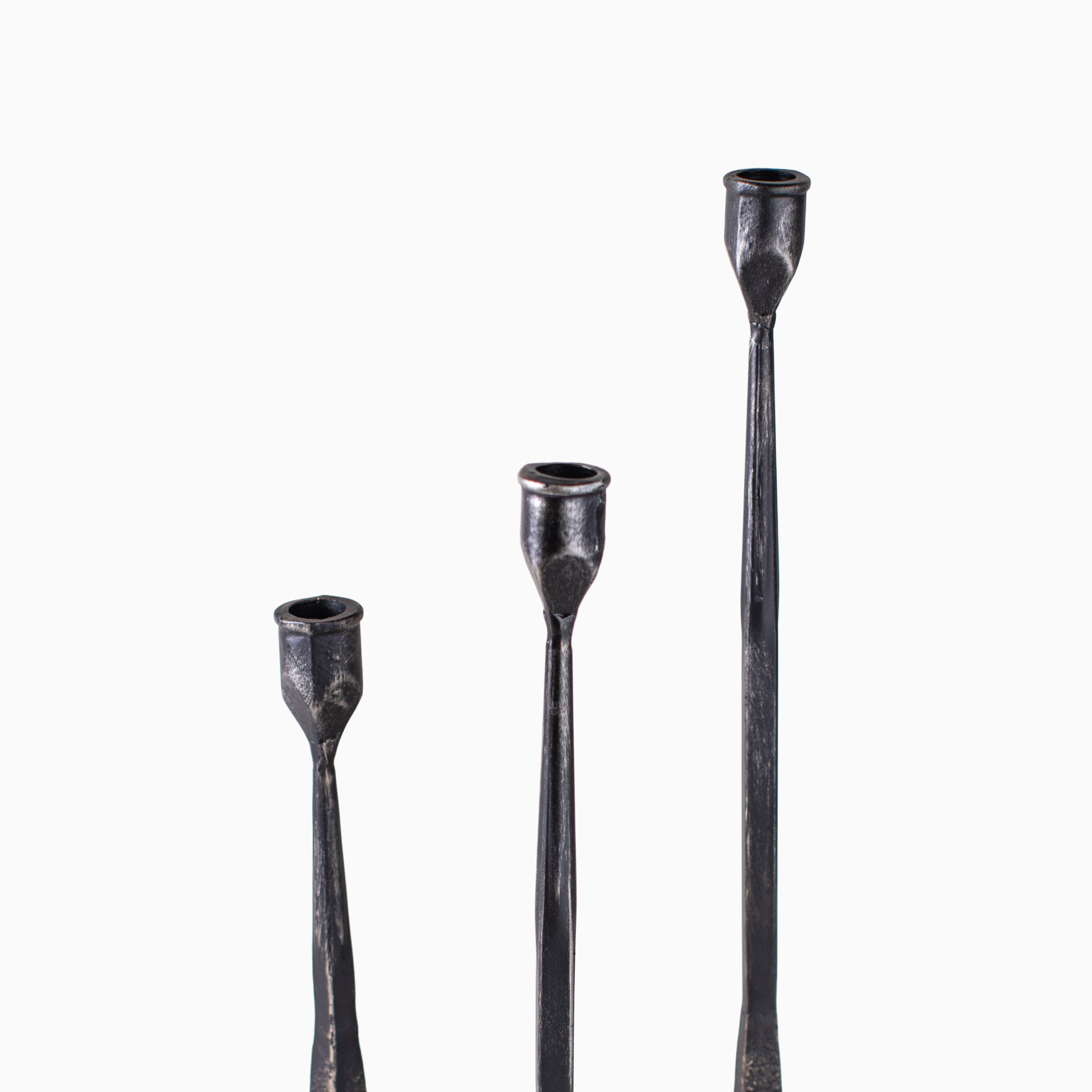 Hand-Forged Iron Taper Holders(Set of 3)