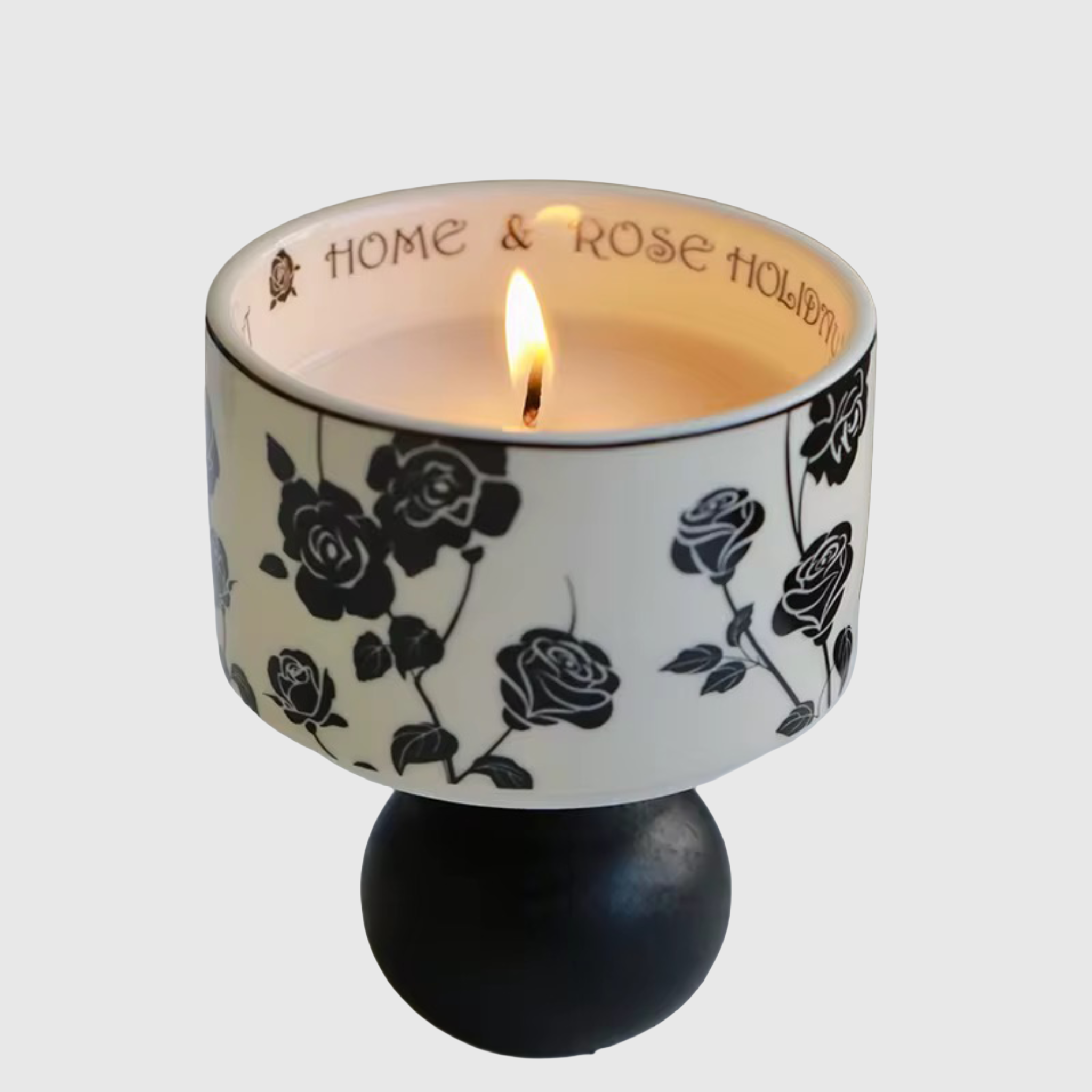 Noir Bloom Ceramic Candle Vessel