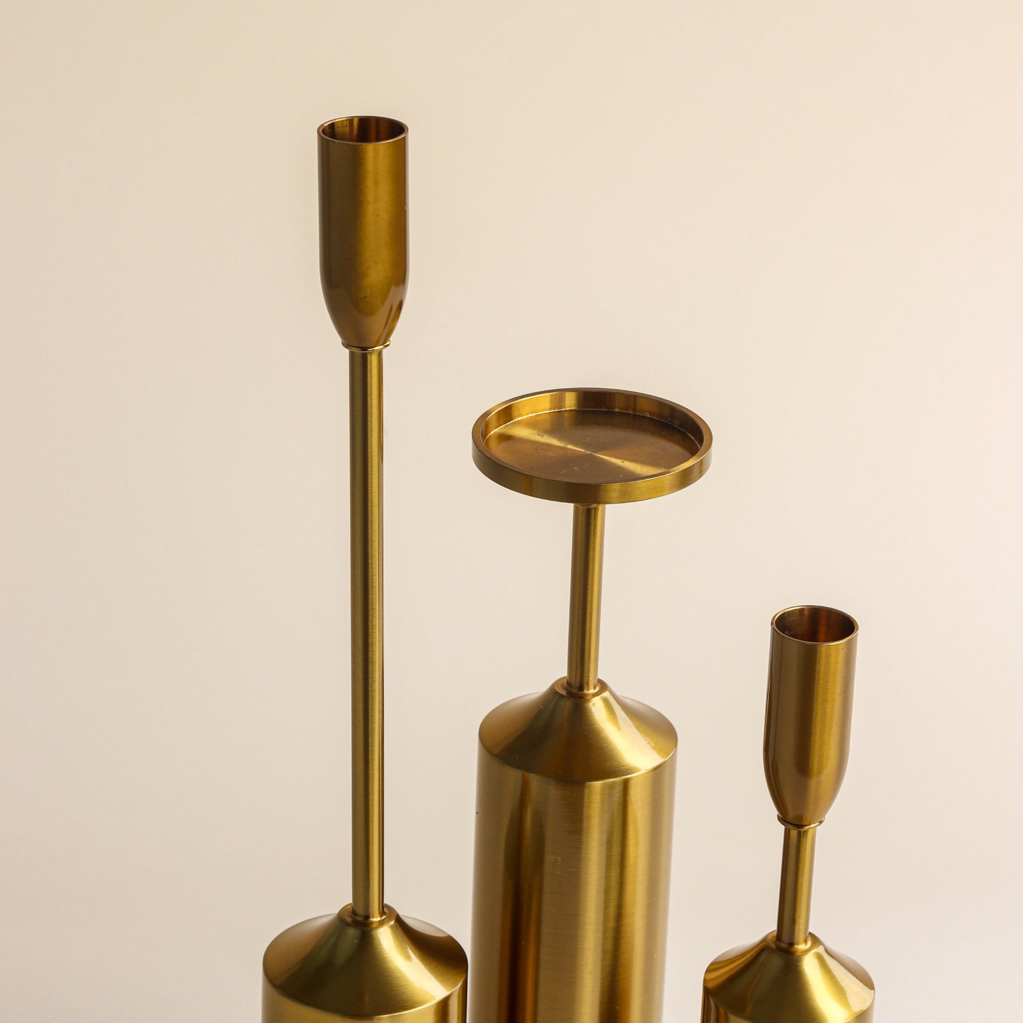 Brushed Brass Candle Holder Set(Set of 3)