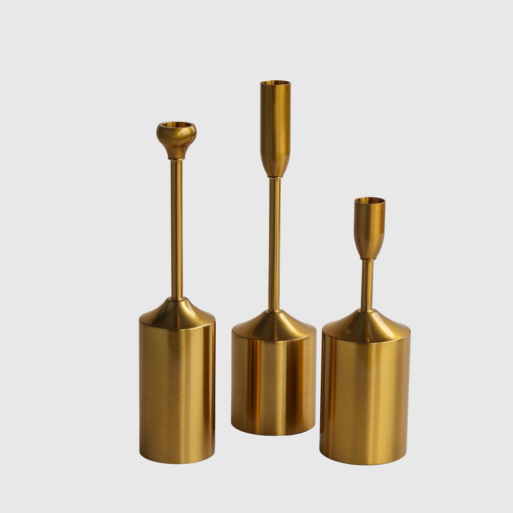 Brushed Brass Candle Holder Set(Set of 3)