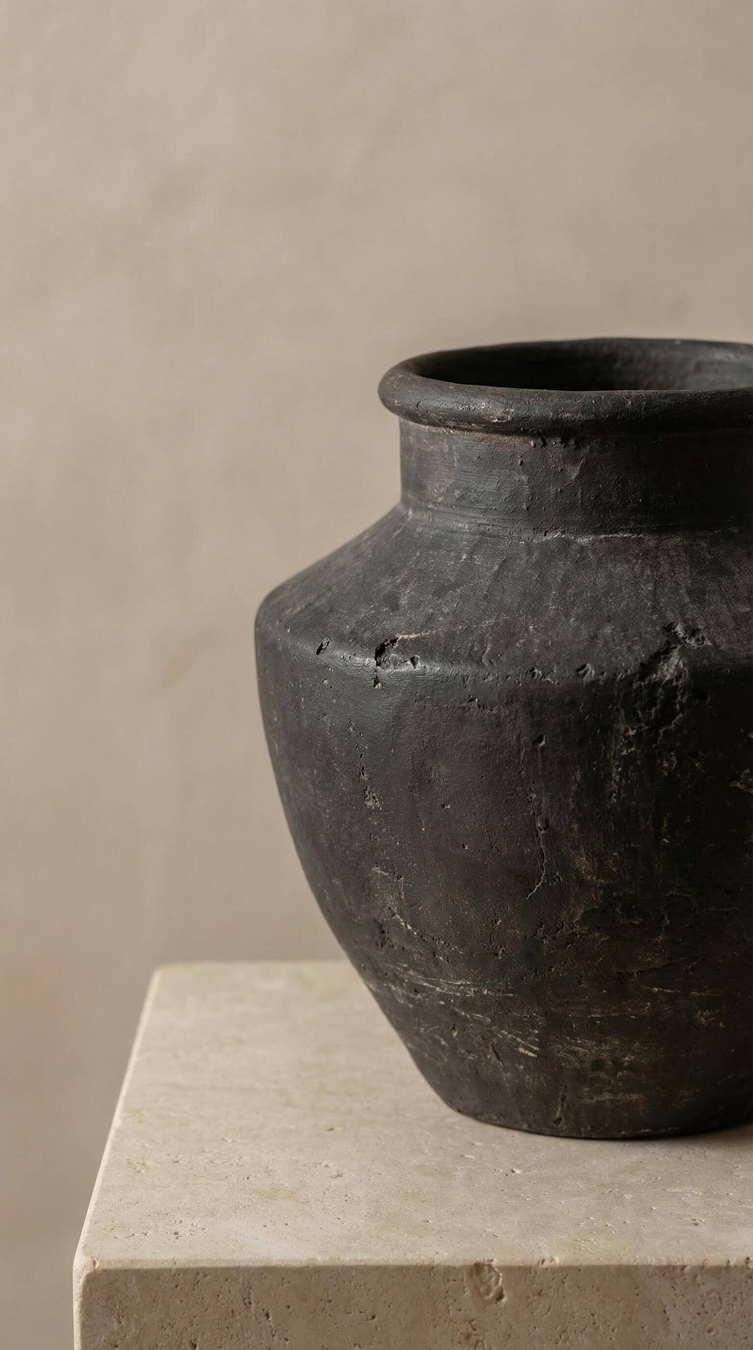 The Sava Vessel — Charcoal Terracotta (Flared Form)