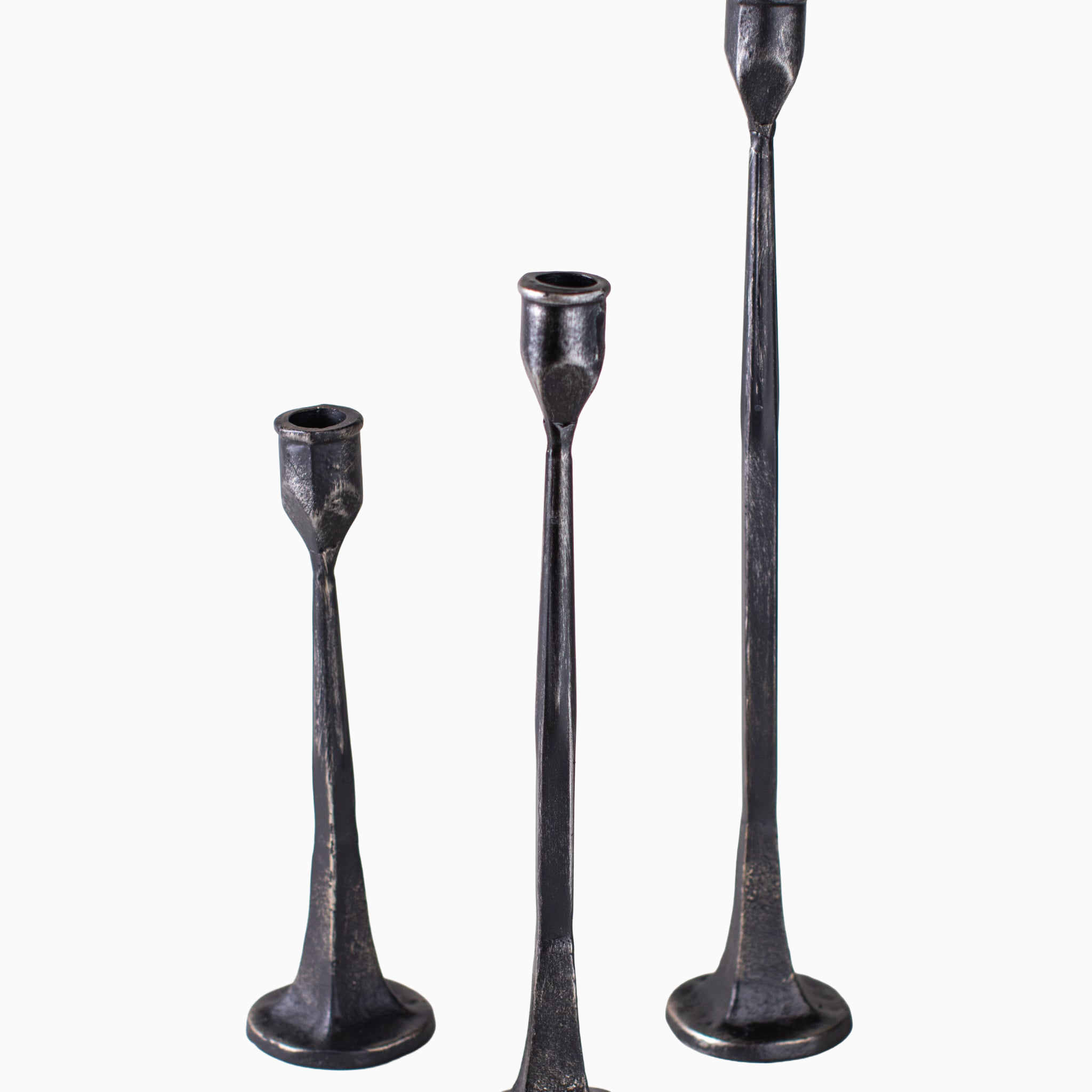 Hand-Forged Iron Taper Holders(Set of 3)