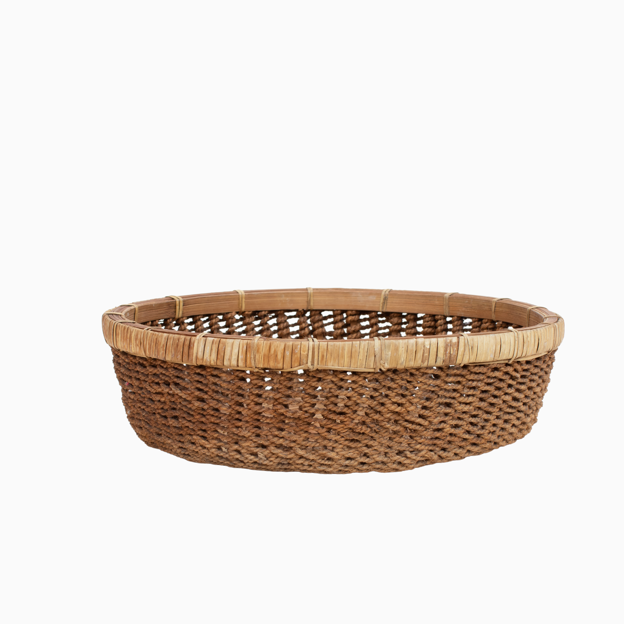 Handwoven Rattan & Jute Basket
