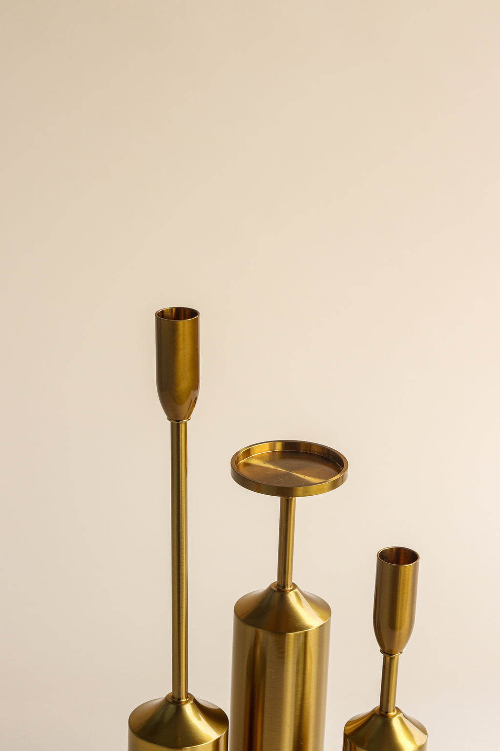 Lana Brushed Gold Metal Candle Holder Set (Set of 3)