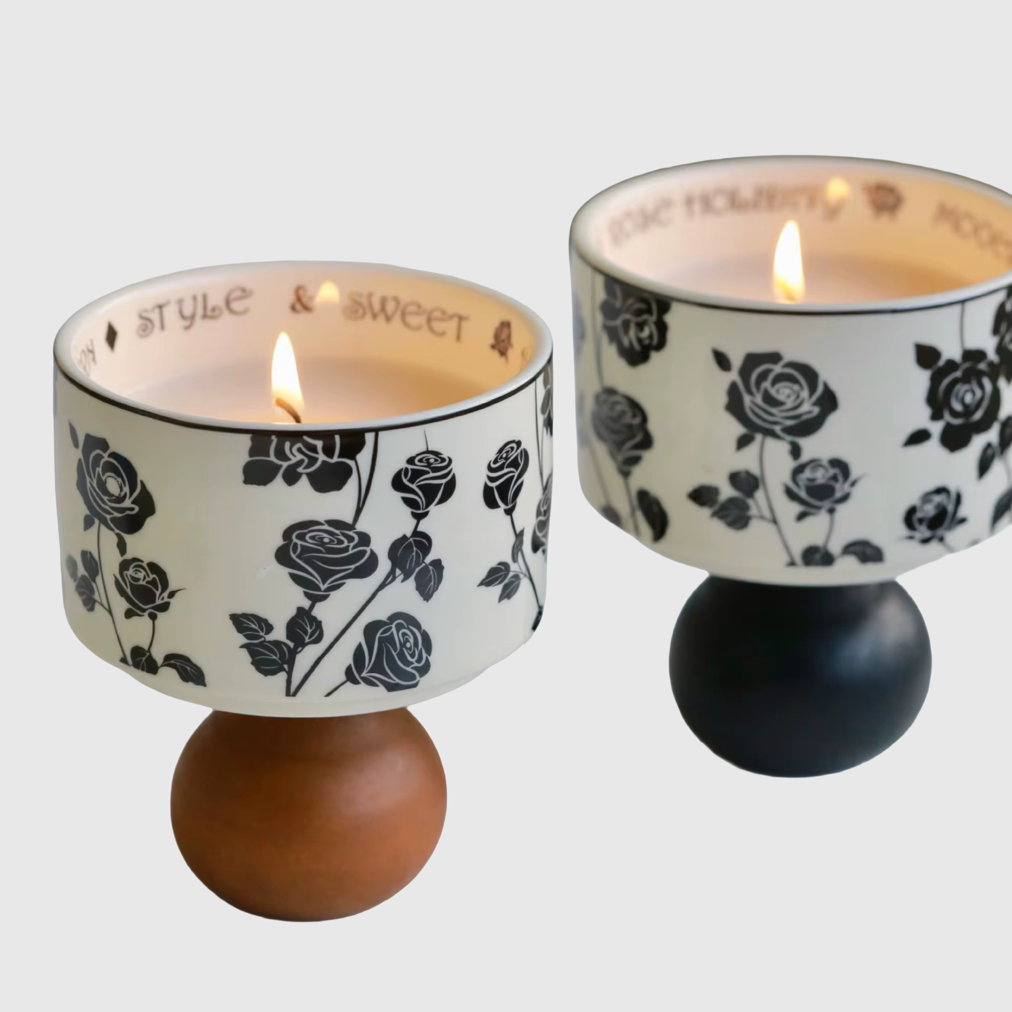 Noir Bloom Ceramic Candle Vessel