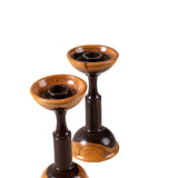 Hand-Turned Wood Candle Holders – Pair