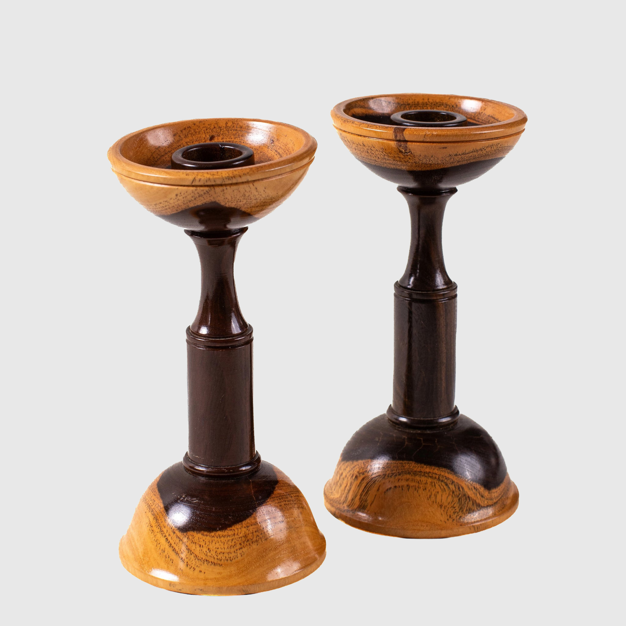 Arden Hand-Turned Wooden Candle Holders