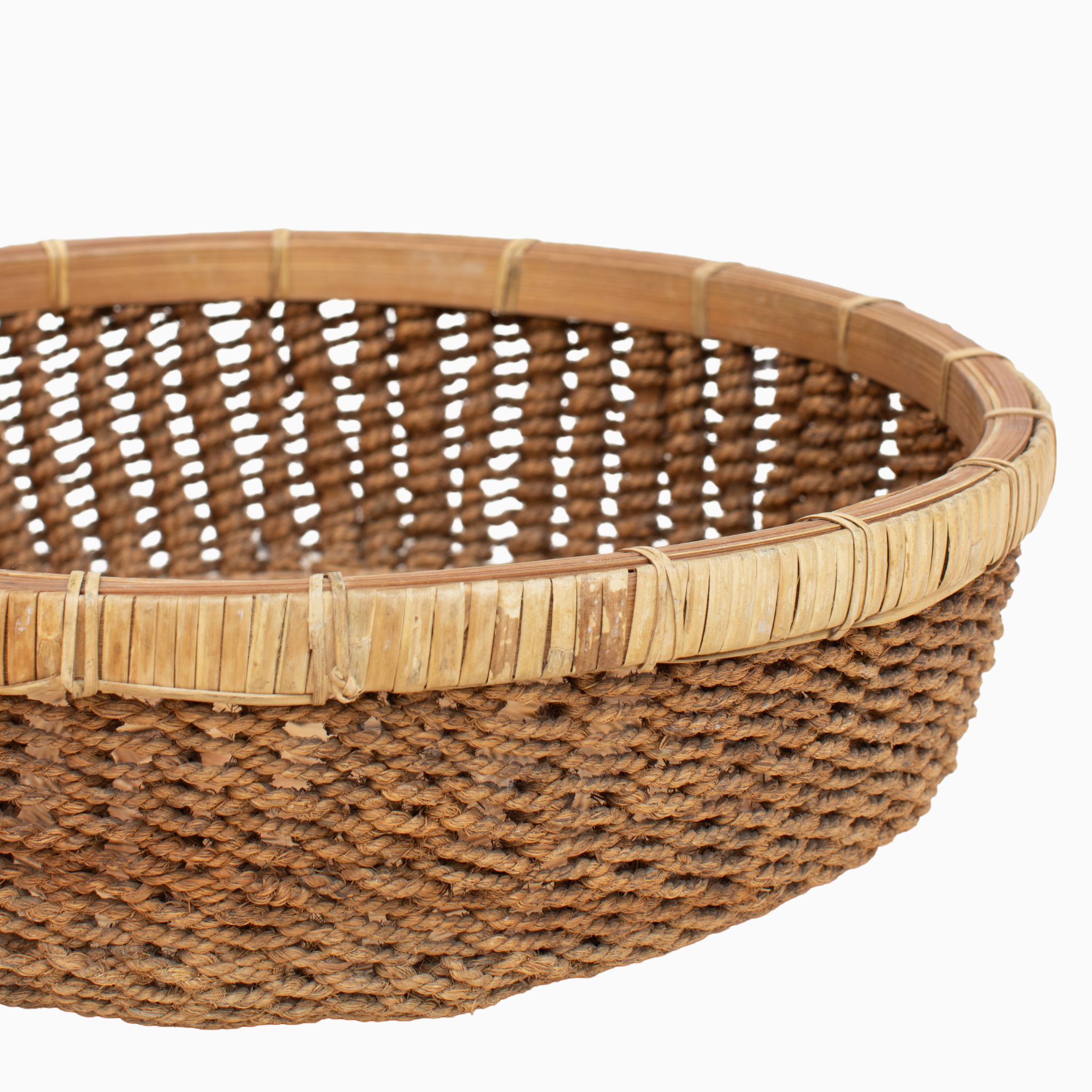 Handwoven Rattan & Jute Basket