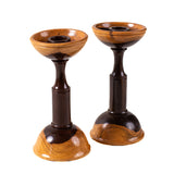 Hand-Turned Wood Candle Holders – Pair