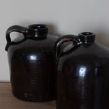 Vintage Black Stoneware Jugs (Set of 2)