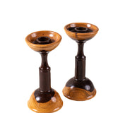 Hand-Turned Wood Candle Holders – Pair