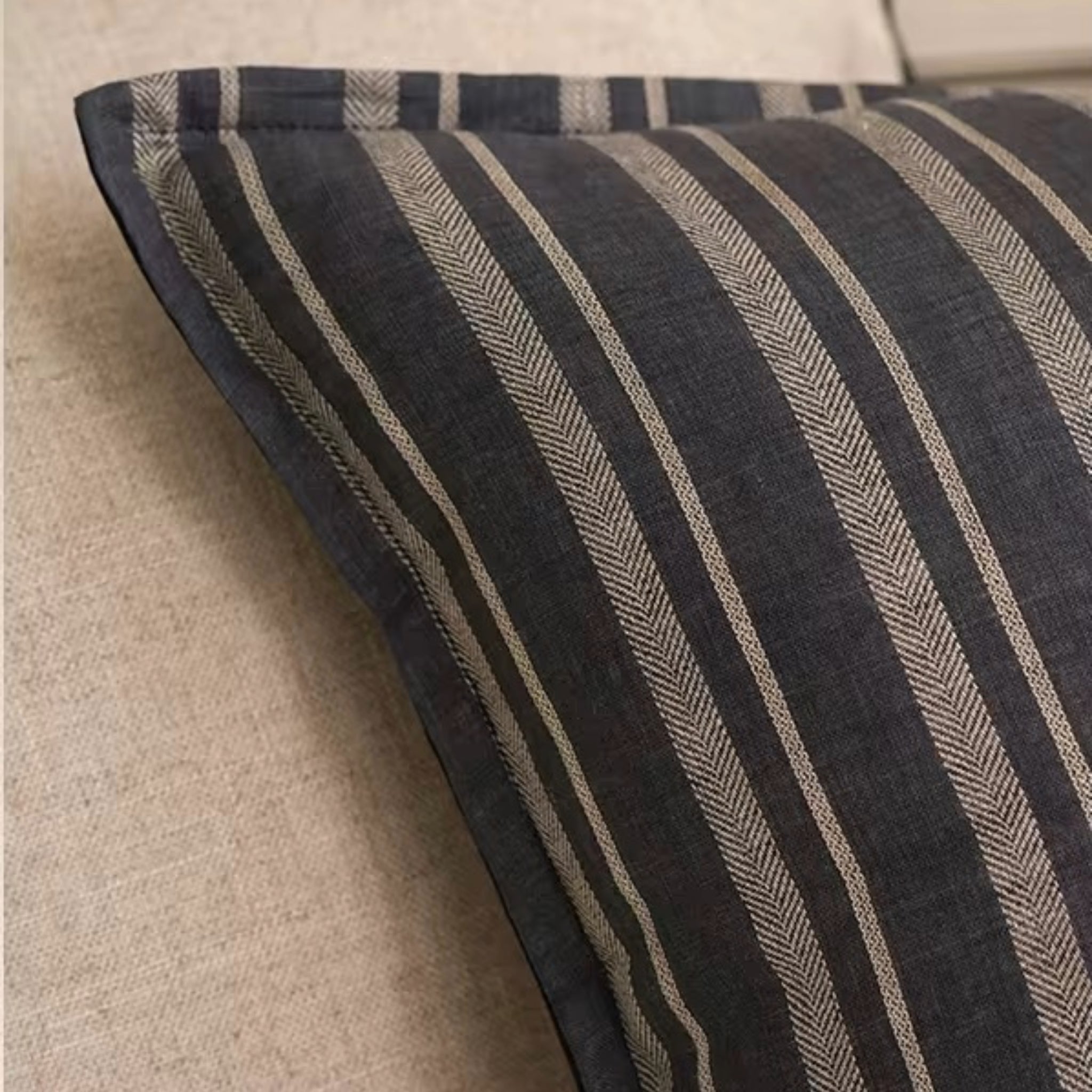 Striped Linen Jacquard Pillow Cover