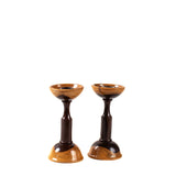 Hand-Turned Wood Candle Holders – Pair