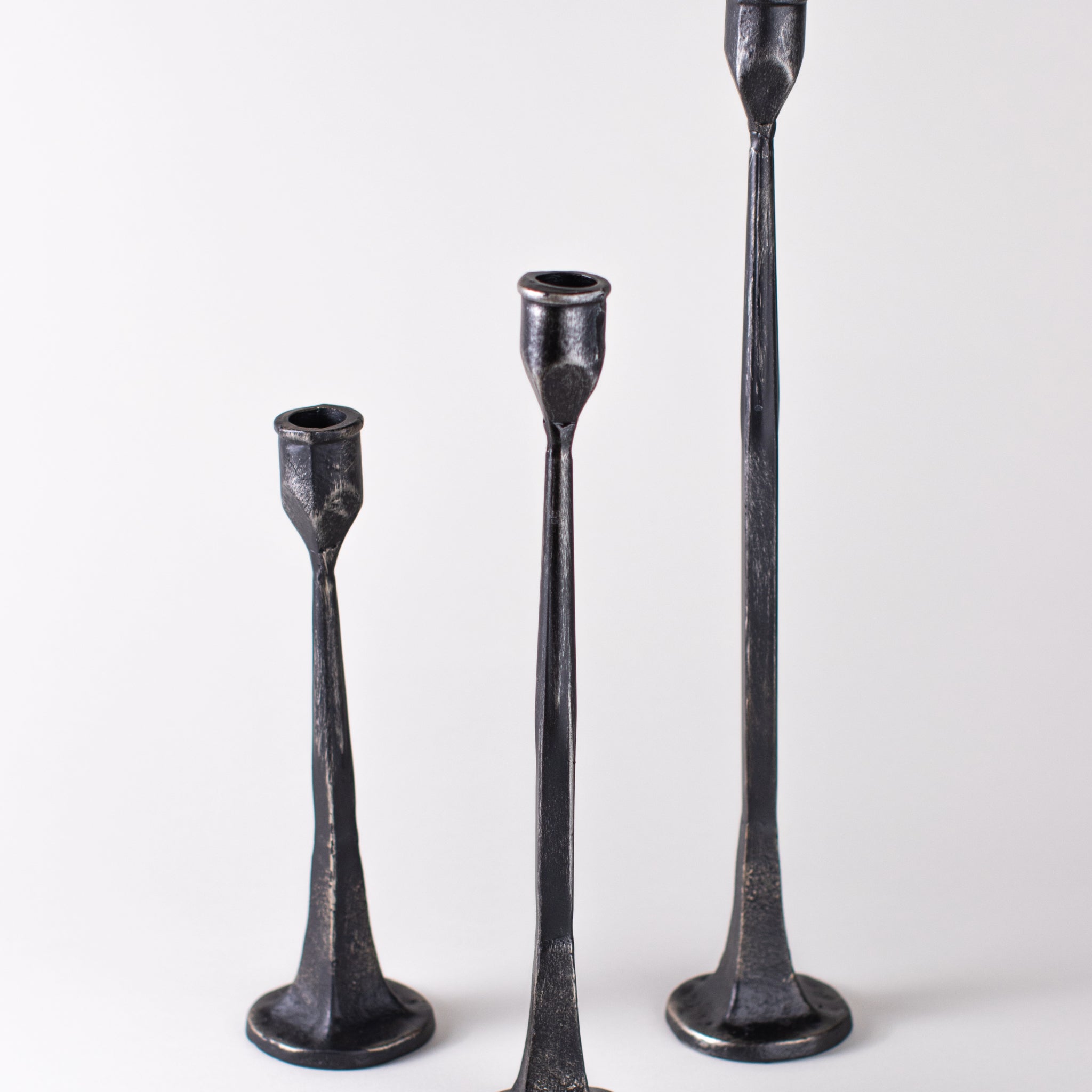 Hand-Forged Iron Taper Holders(Set of 3)