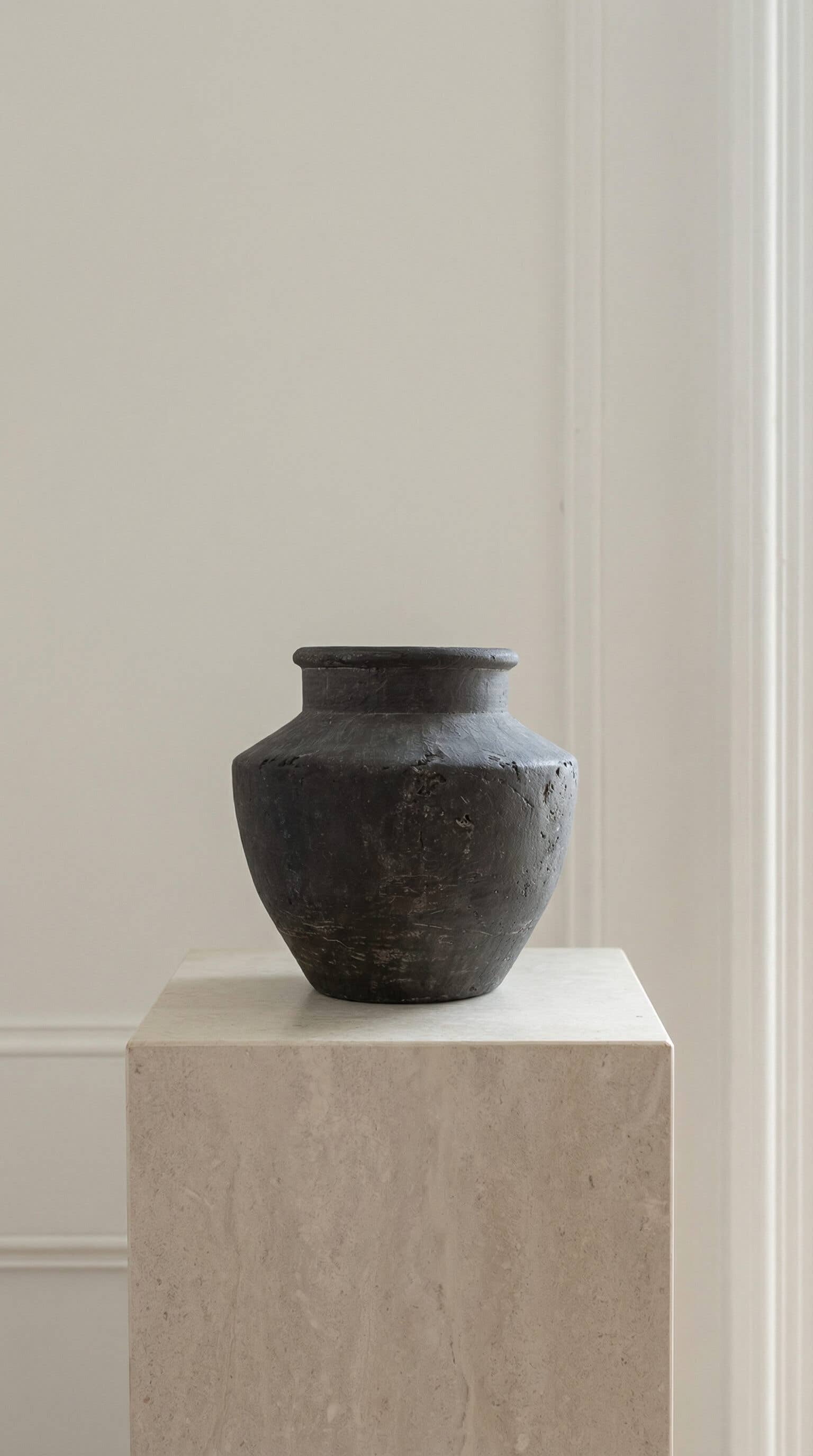 The Sava Vessel — Charcoal Terracotta (Flared Form)