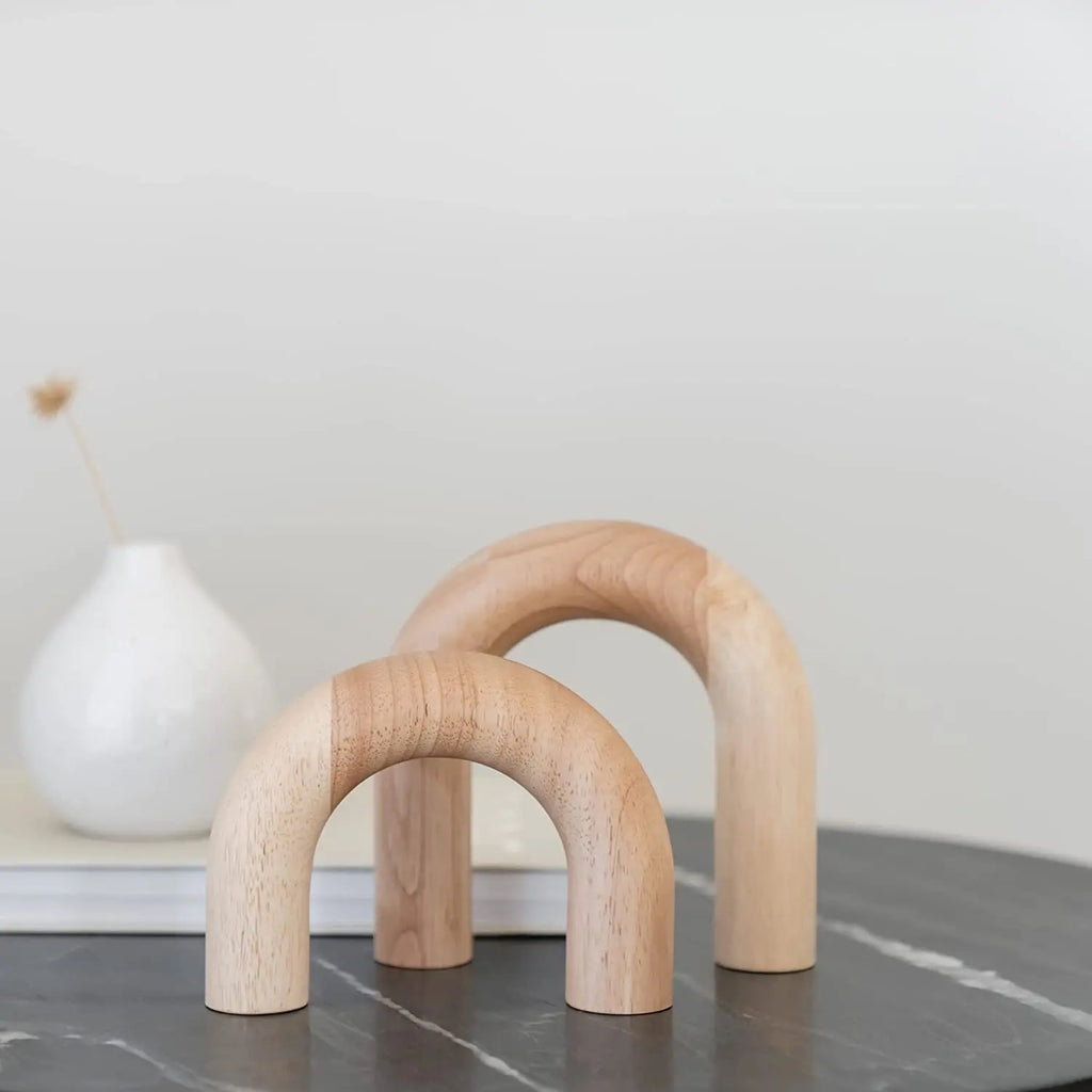 Two wooden decorative arches, perfect for contemporary home styling